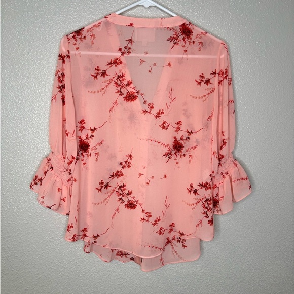 Cinq A Sept Jennings Floral Pintuck Button-Front Top S - Picture 4 of 7